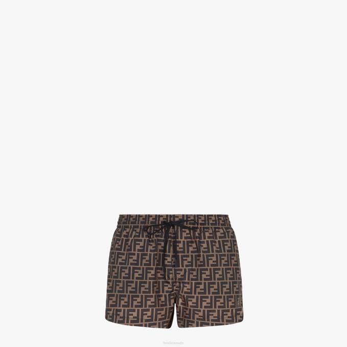 Men Fabric Shorts Brown Fendi Apparel 6RHH1971