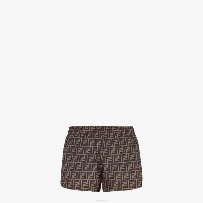 Men Fabric Shorts Brown Fendi Apparel 6RHH1971