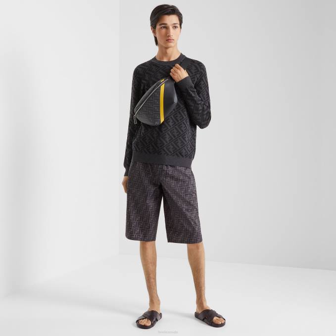 Men Nylon Bermudas Black Fendi Apparel 6RHH2117