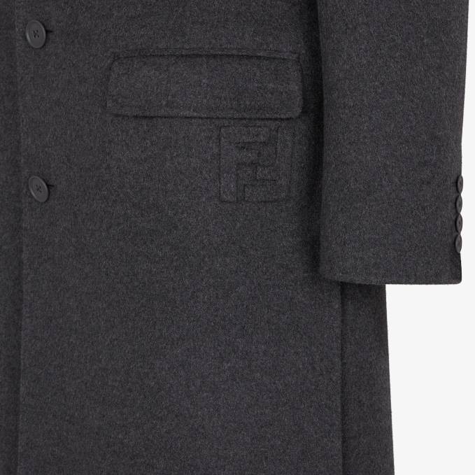 Men Cashmere Coat Gray Fendi Apparel 6RHH2157