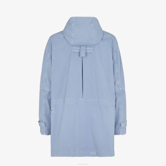 Men Gabardine Parka Light blue Fendi Apparel 6RHH1911