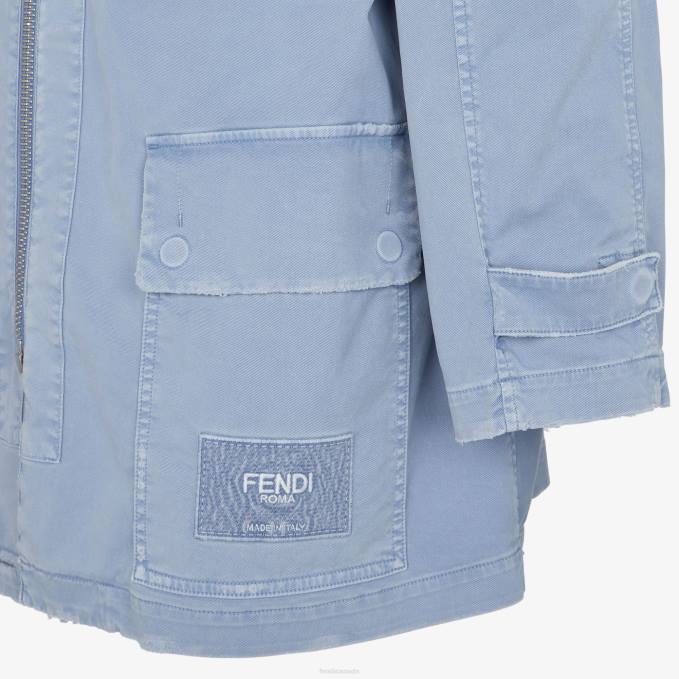 Men Gabardine Parka Light blue Fendi Apparel 6RHH1911