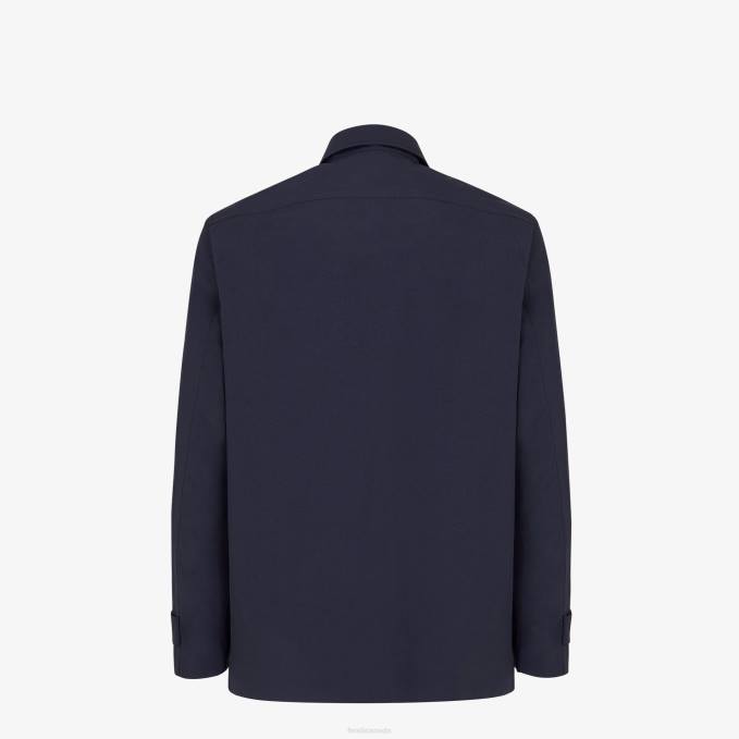 Men Nylon Shirt Blue Fendi Apparel 6RHH2058