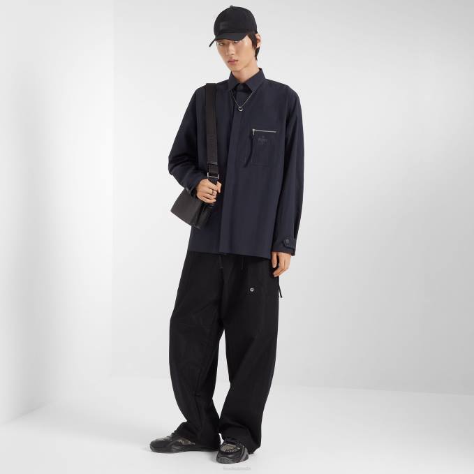 Men Nylon Shirt Blue Fendi Apparel 6RHH2058