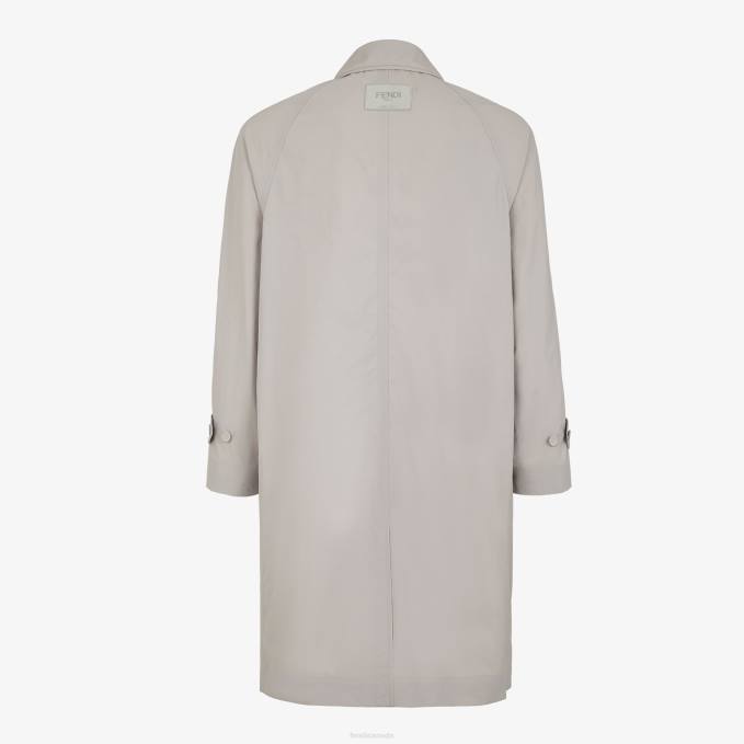 Men Nylon Trench Coat Gray Fendi Apparel 6RHH2057