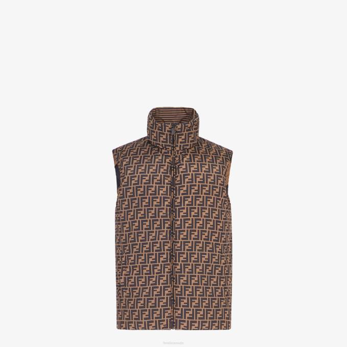 Men Nylon Vest Brown Fendi Apparel 6RHH2166