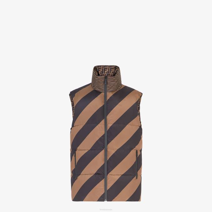 Men Nylon Vest Brown Fendi Apparel 6RHH2166