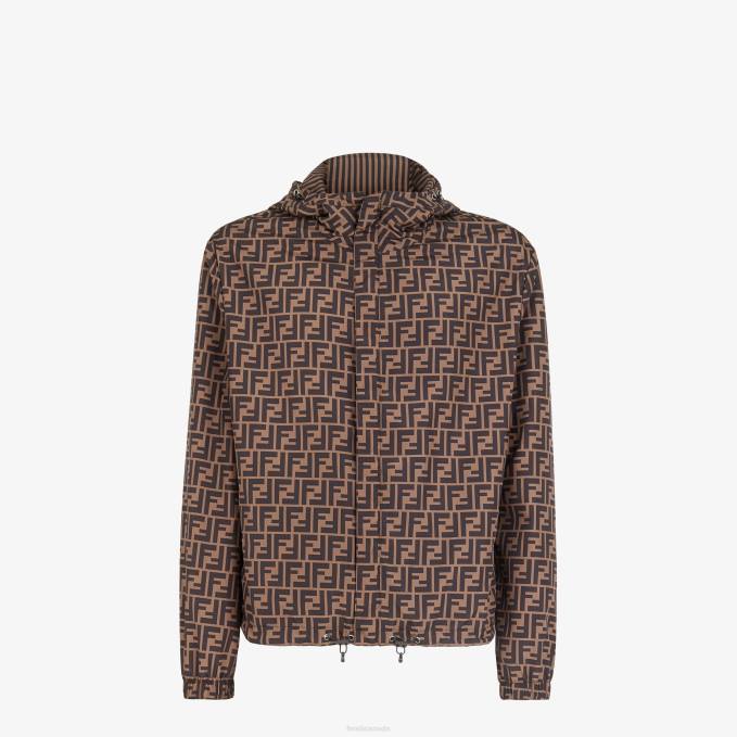 Men Nylon Windbreaker Brown Fendi Apparel 6RHH2081