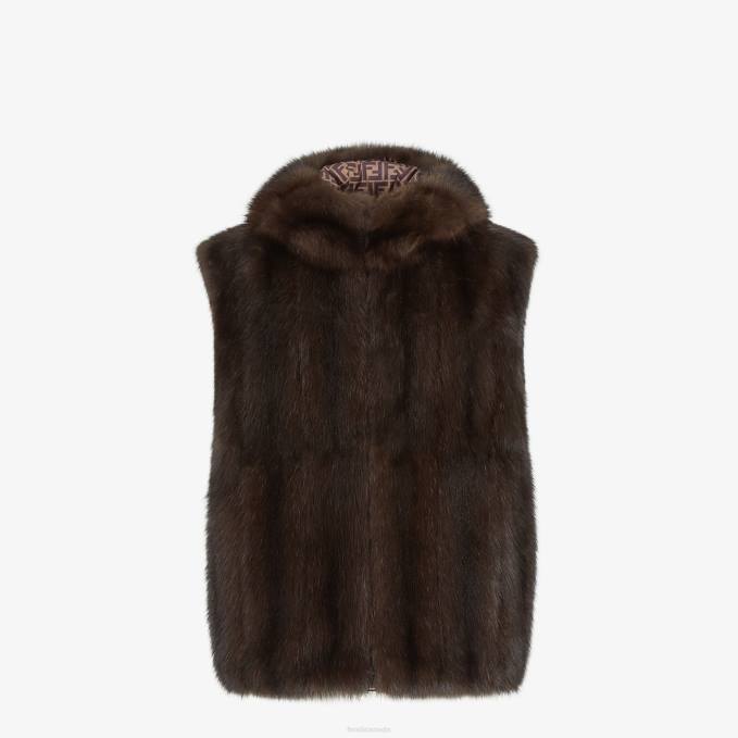 Men Sable Gilet Brown Fendi Apparel 6RHH2124