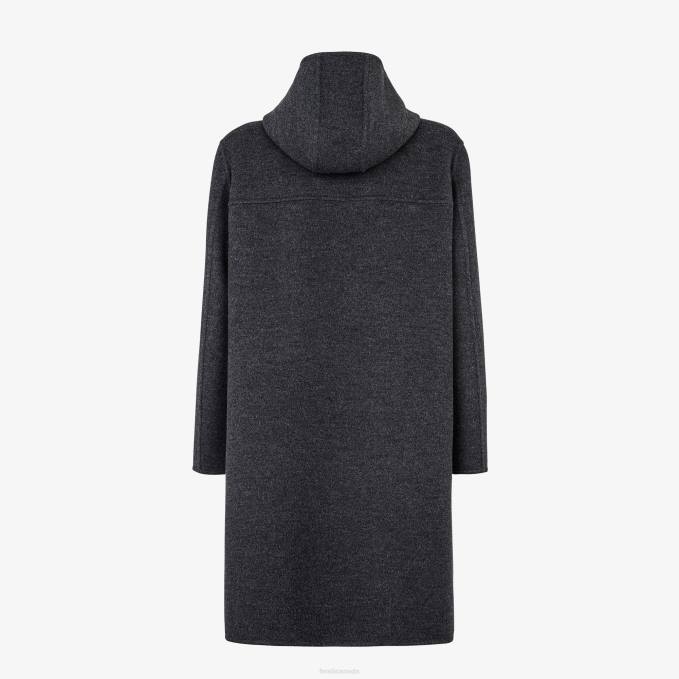 Men Wool Coat Gray Fendi Apparel 6RHH2164