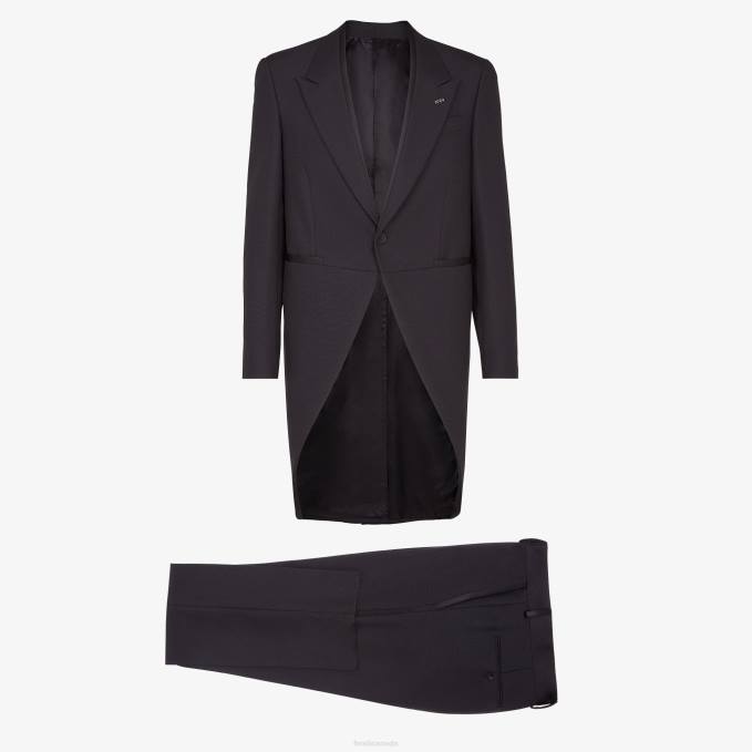 Men Wool Suit Black Fendi Apparel 6RHH2198