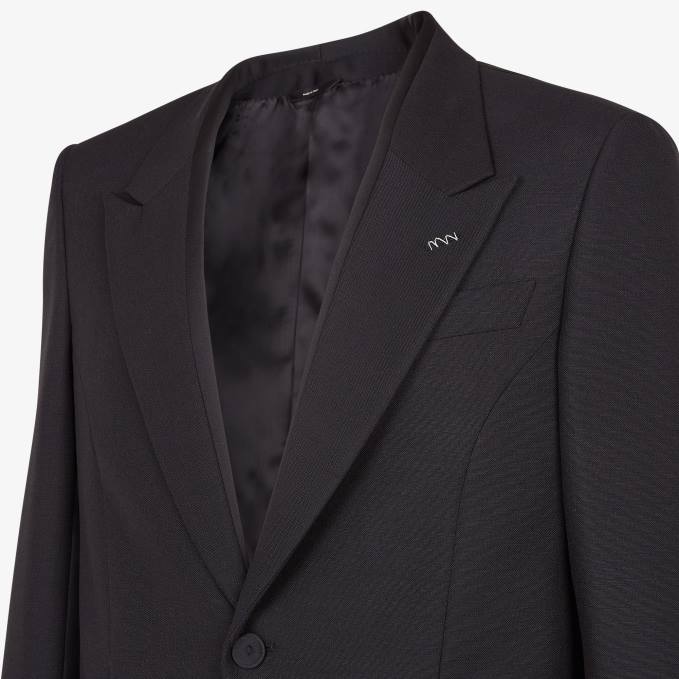 Men Wool Suit Black Fendi Apparel 6RHH2198