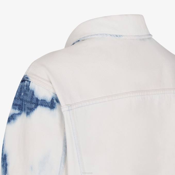 Men Bleached Denim Jacket Blue Fendi Apparel 6RHH2023