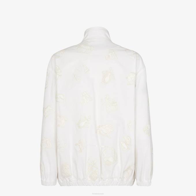 Men Cotton Jacket White Fendi Apparel 6RHH1939