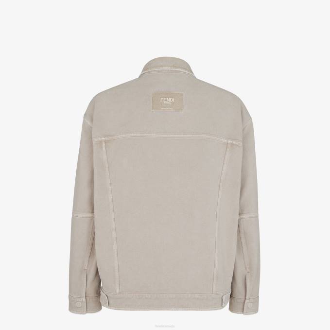 Men Denim Jacket Beige Fendi Apparel 6RHH1929