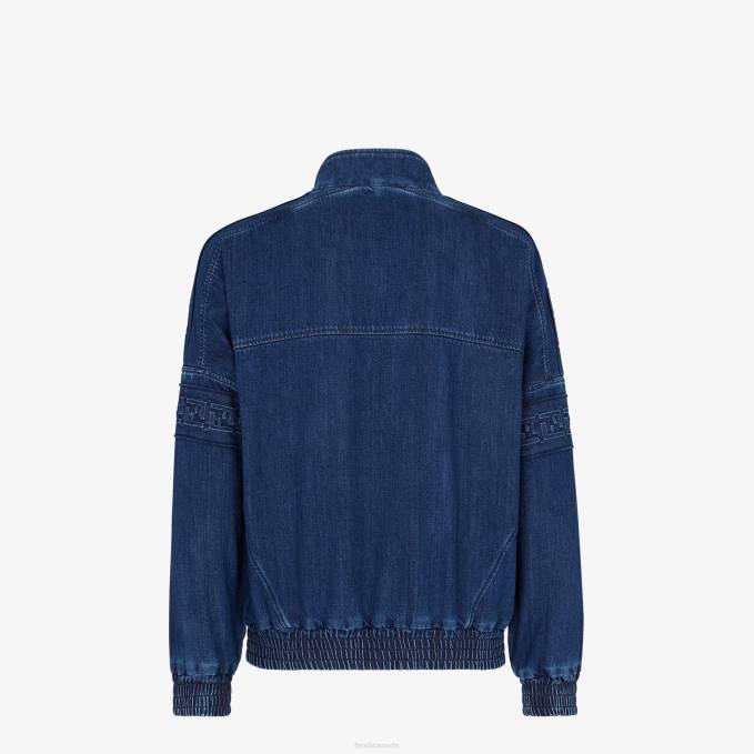 Men Denim Jacket Blue Fendi Apparel 6RHH2030