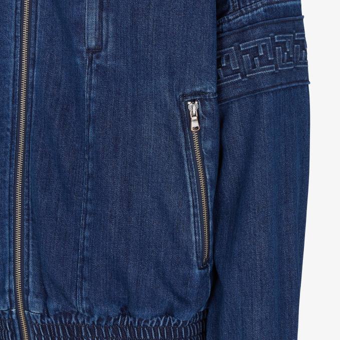 Men Denim Jacket Blue Fendi Apparel 6RHH2030