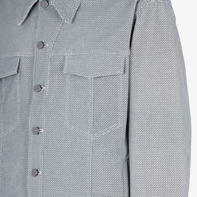 Men Denim Jacket Gray Fendi Apparel 6RHH2125