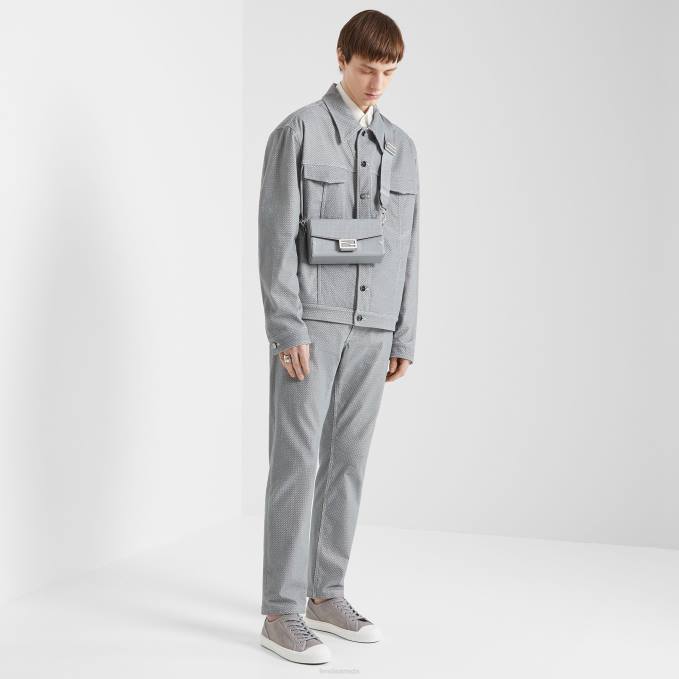 Men Denim Jacket Gray Fendi Apparel 6RHH2125