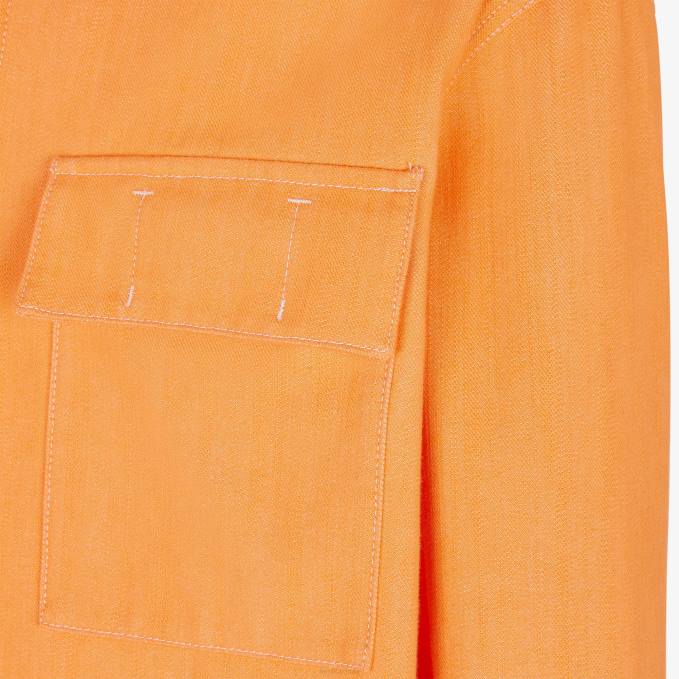 Men Denim Jacket Orange Fendi Apparel 6RHH2028