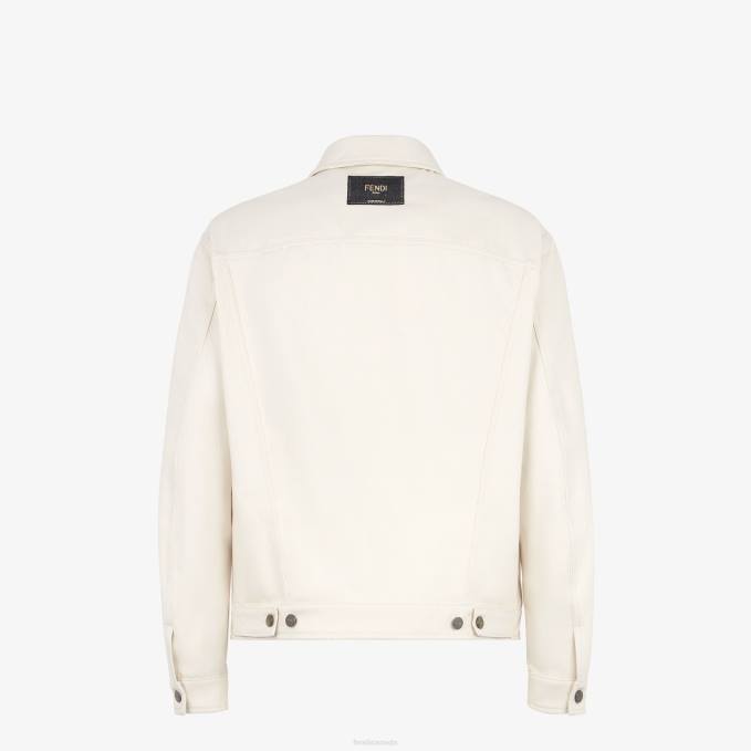 Men Denim Jacket White Fendi Apparel 6RHH2119