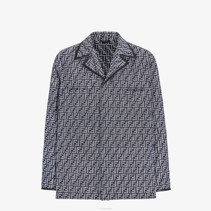 Men FF Denim Jacket Blue Fendi Apparel 6RHH2039