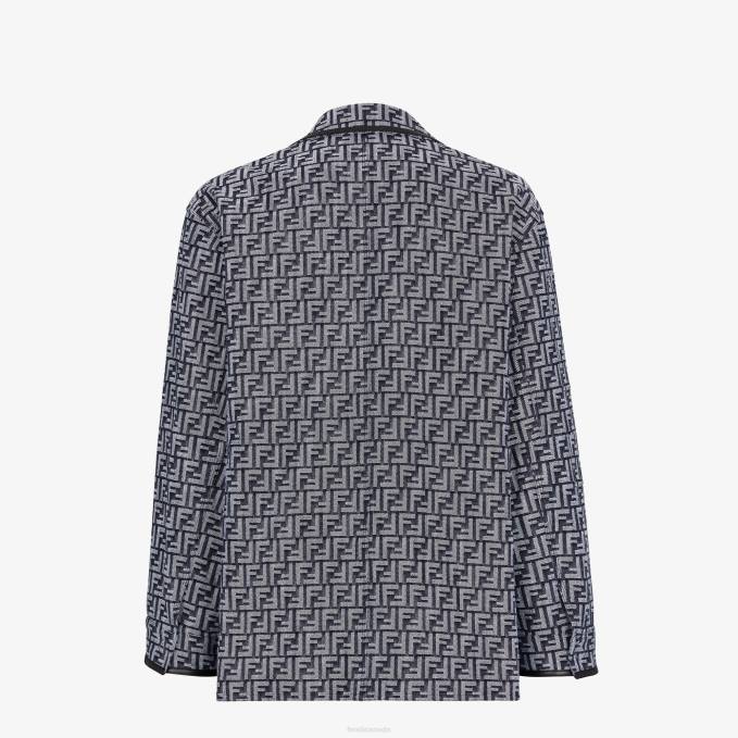 Men FF Denim Jacket Blue Fendi Apparel 6RHH2039