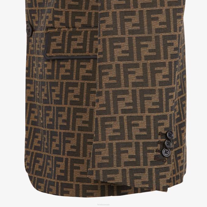 Men Fabric Blazer Brown Fendi Apparel 6RHH2062