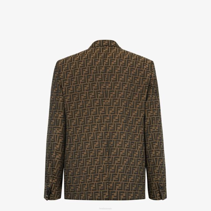 Men Fabric Jacket Brown Fendi Apparel 6RHH2202
