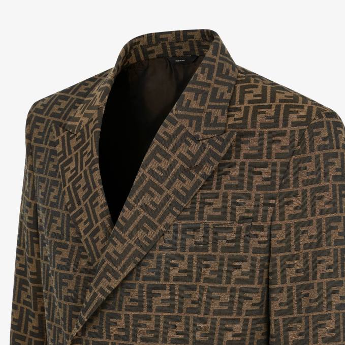 Men Fabric Jacket Brown Fendi Apparel 6RHH2202