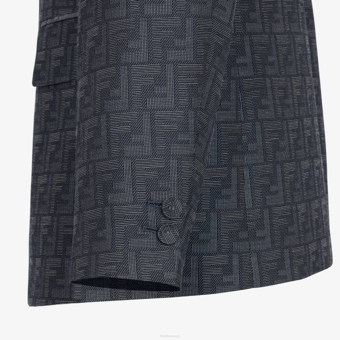 Men Jacquard Fabric Jacket Blue Fendi Apparel 6RHH1917