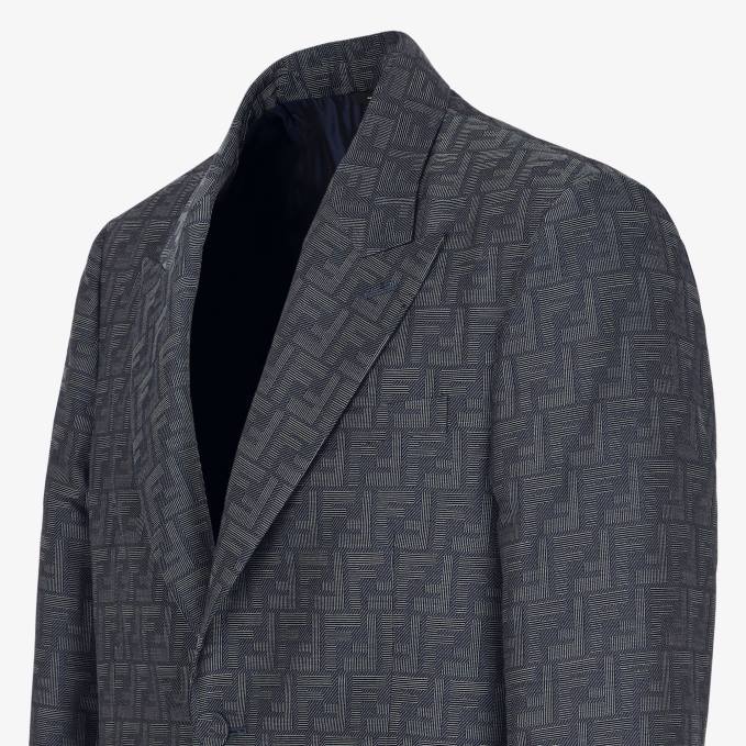 Men Jacquard Fabric Jacket Blue Fendi Apparel 6RHH1917