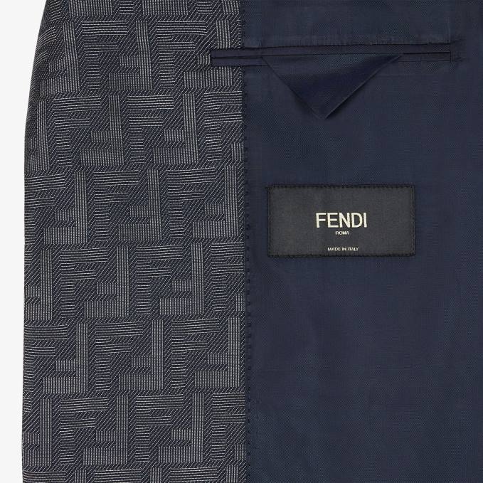 Men Jacquard Fabric Jacket Blue Fendi Apparel 6RHH1917