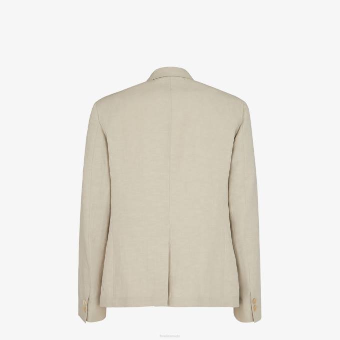 Men Linen Jacket Gray Fendi Apparel 6RHH1914