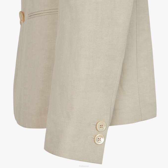 Men Linen Jacket Gray Fendi Apparel 6RHH1914