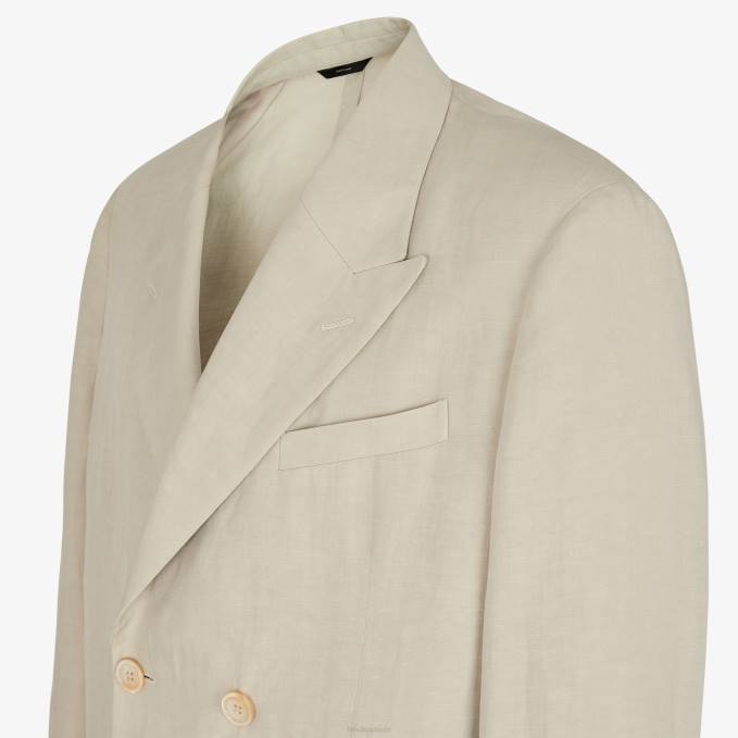 Men Linen Jacket Gray Fendi Apparel 6RHH1914