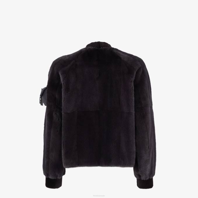Men Mink Bomber Black Fendi Apparel 6RHH2100