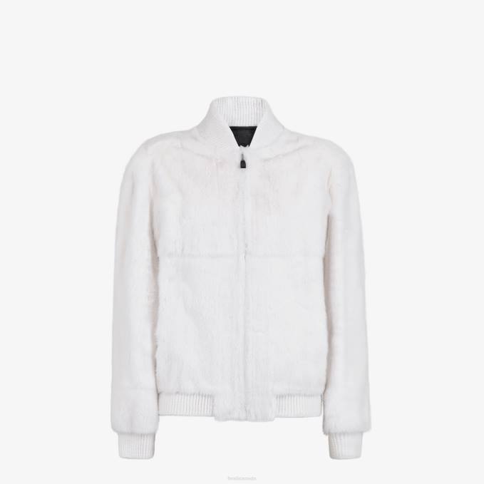 Men Mink Bomber White Fendi Apparel 6RHH2177