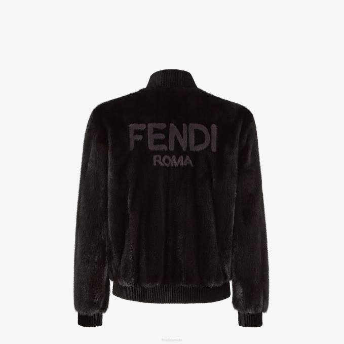 Men Mink Jacket Black Fendi Apparel 6RHH2158