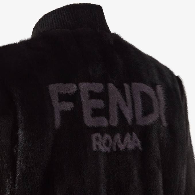 Men Mink Jacket Black Fendi Apparel 6RHH2158