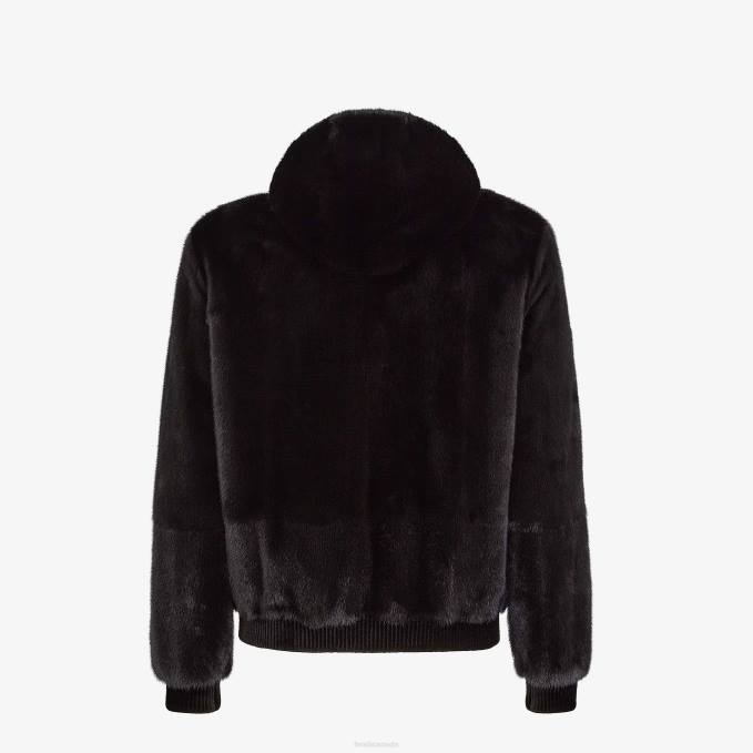 Men Mink Jacket Black Fendi Apparel 6RHH2205
