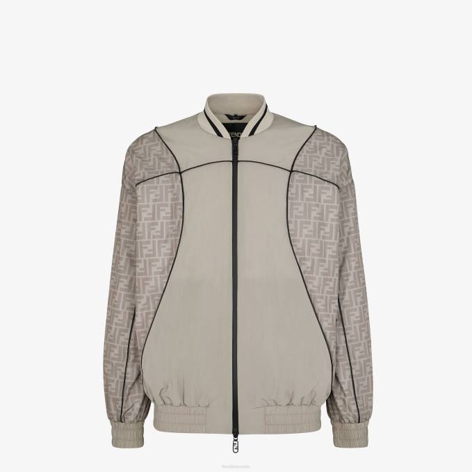 Men Nylon Bomber Jacket Beige Fendi Apparel 6RHH1946