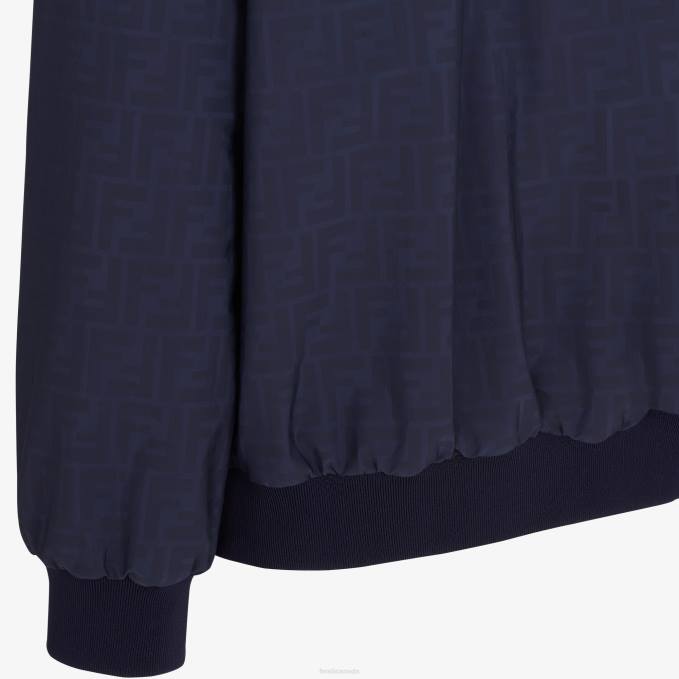 Men Nylon Bomber Jacket Blue Fendi Apparel 6RHH2018