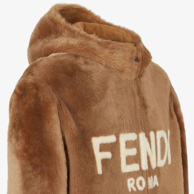 Men Shearling Jacket Brown Fendi Apparel 6RHH2173