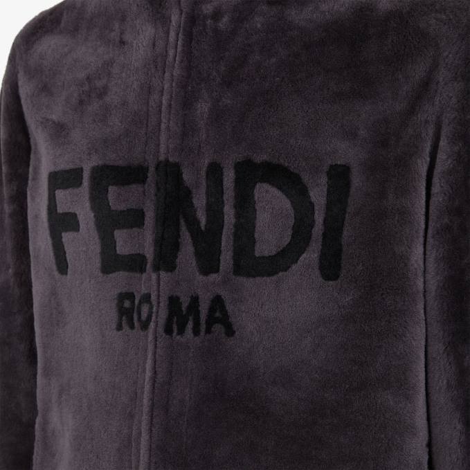 Men Shearling Jacket Gray Fendi Apparel 6RHH2114
