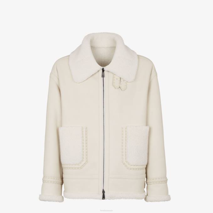 Men Shearling Jacket White Fendi Apparel 6RHH2159