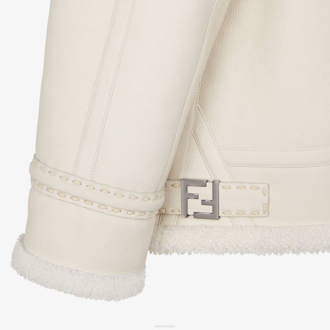 Men Shearling Jacket White Fendi Apparel 6RHH2159