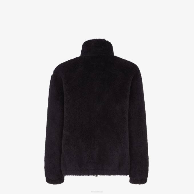 Men Sheepskin Jacket Black Fendi Apparel 6RHH2214