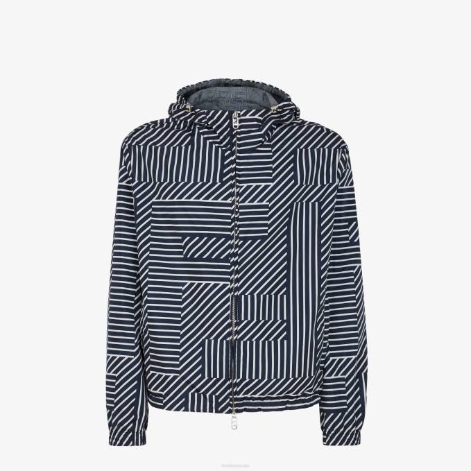 Men Tech Fabric Jacket Blue Fendi Apparel 6RHH1920