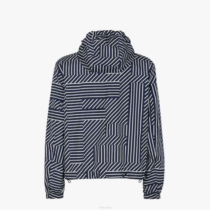 Men Tech Fabric Jacket Blue Fendi Apparel 6RHH1920